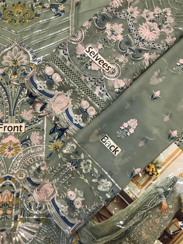 Chiffon Heavy Embroidered Dress With Embroidered Chiffon Dupatta (Unstitched) (CHI-1075)