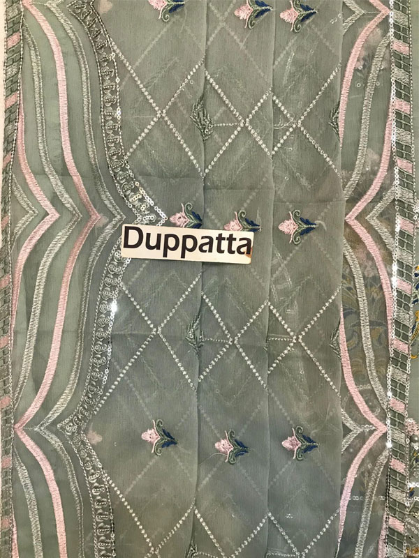 Chiffon Heavy Embroidered Dress With Embroidered Chiffon Dupatta (Unstitched) (CHI-1075)