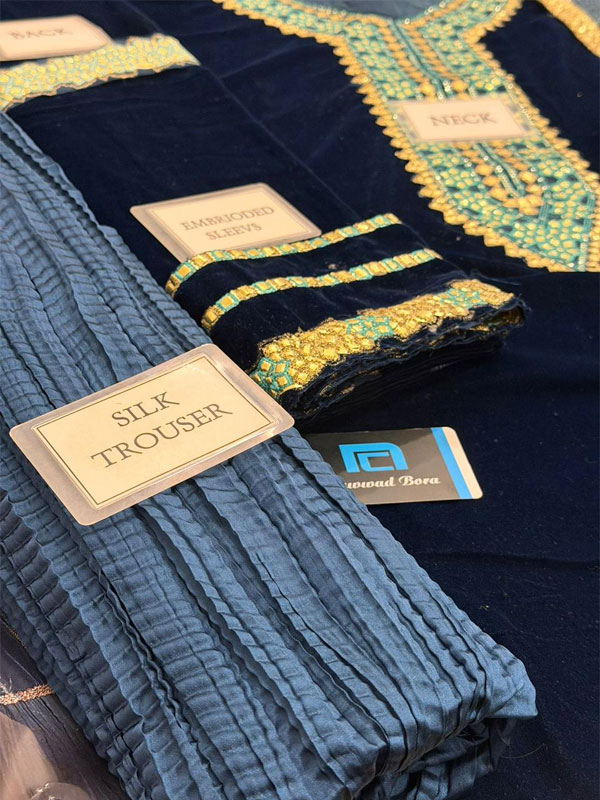  VELVET Heavy Embroidered Dress With Chiffon Printed Dupatta (Unstitched) (CHI-1081)