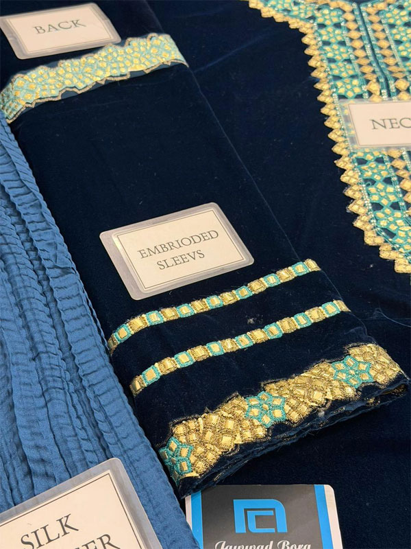  VELVET Heavy Embroidered Dress With Chiffon Printed Dupatta (Unstitched) (CHI-1081)