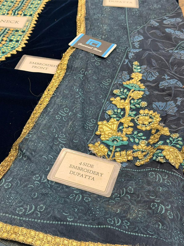  VELVET Heavy Embroidered Dress With Chiffon Printed Dupatta (Unstitched) (CHI-1081)