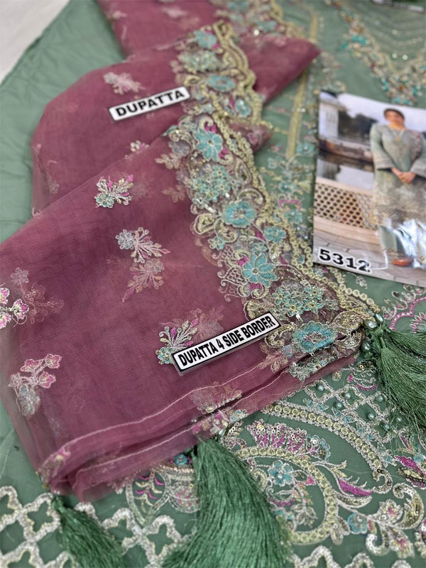 Chiffon Heavy Embroidered Dress With 4-Sided Embroidered NET Dupatta (Unstitched) (CHI-1082)