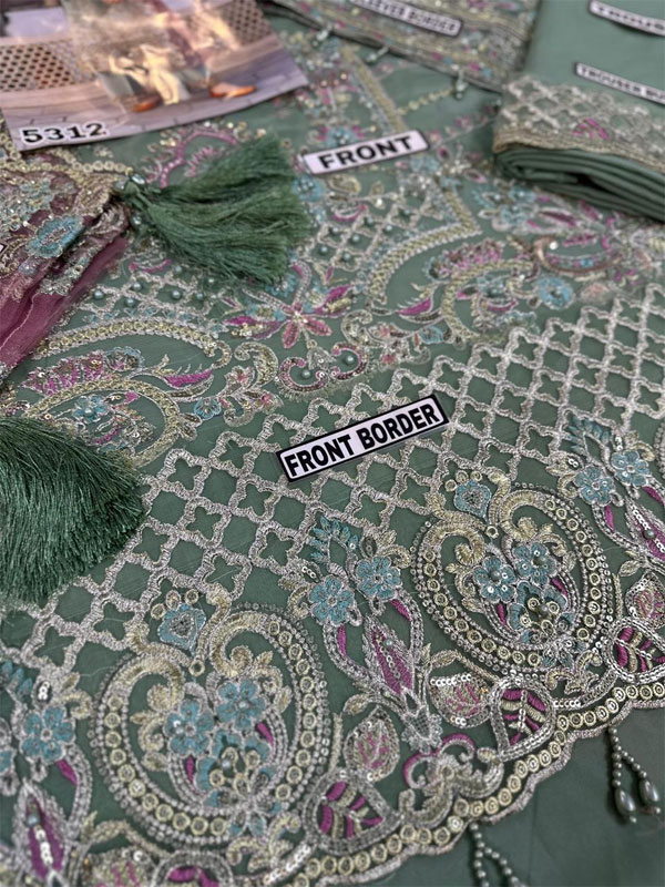 Chiffon Heavy Embroidered Dress With 4-Sided Embroidered NET Dupatta (Unstitched) (CHI-1082)