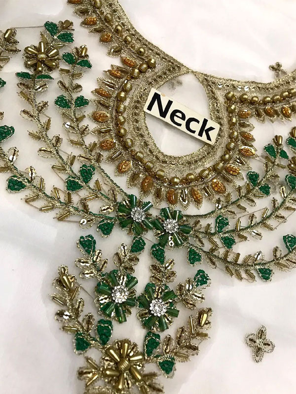 Graceful Embroidered White Chiffon Dress With 4-Sided Embroidered NET Dupatta (Unstitched) (CHI-1083)