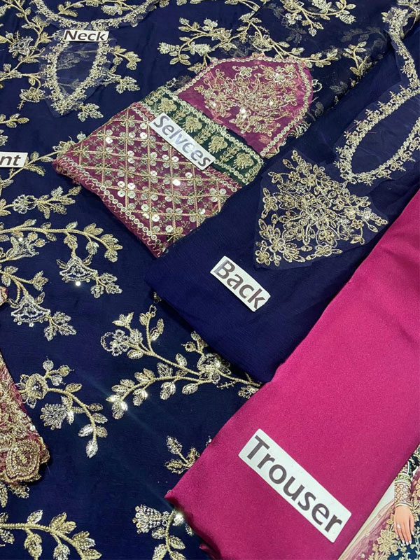  Chiffon Heavy Embroidered Dress With 4-Sided Embroidered NET Dupatta (Unstitched) (CHI-1086)