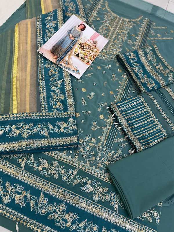  Heavy Embroidered Chiffon Dress With Embroidered Chiffon Dupatta (Unstitched) (CHI-1089)