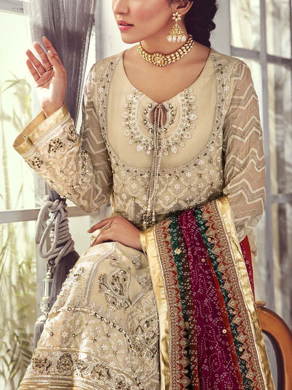 Latest Heavy Embroidered Chiffon Dress With 4-Sided Silk Embroidered Dupatta (Unstitched) (CHI-1090)