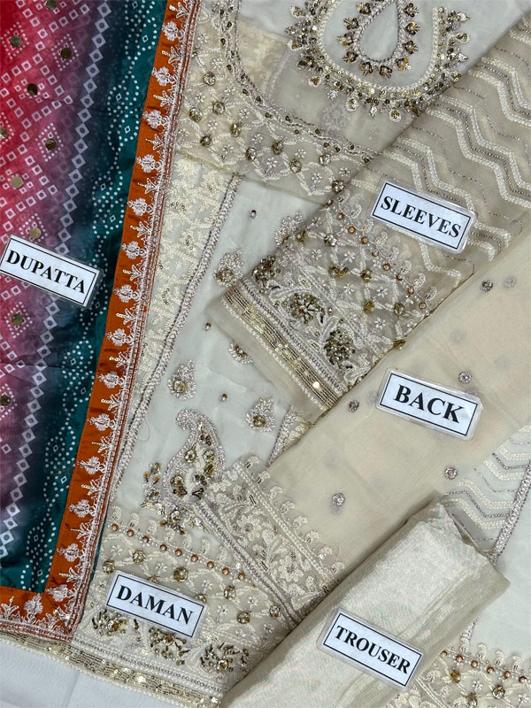 Latest Heavy Embroidered Chiffon Dress With 4-Sided Silk Embroidered Dupatta (Unstitched) (CHI-1090)