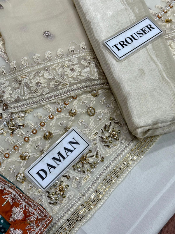 Latest Heavy Embroidered Chiffon Dress With 4-Sided Silk Embroidered Dupatta (Unstitched) (CHI-1090)