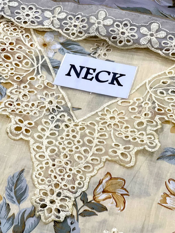 Lawn Boring Schiffli Embroidered All-Over Printed Dress Chiffon 4 Side Heavy 4 Sided Embroidery Dupatta (Unstitched) (DRL-2351)