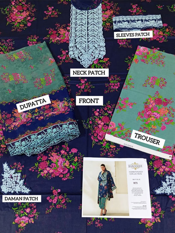 Digital Printed Lawn Embroidered Dress With Chiffon Embroidered Dupatta (Unstitched) (DRL-2352)