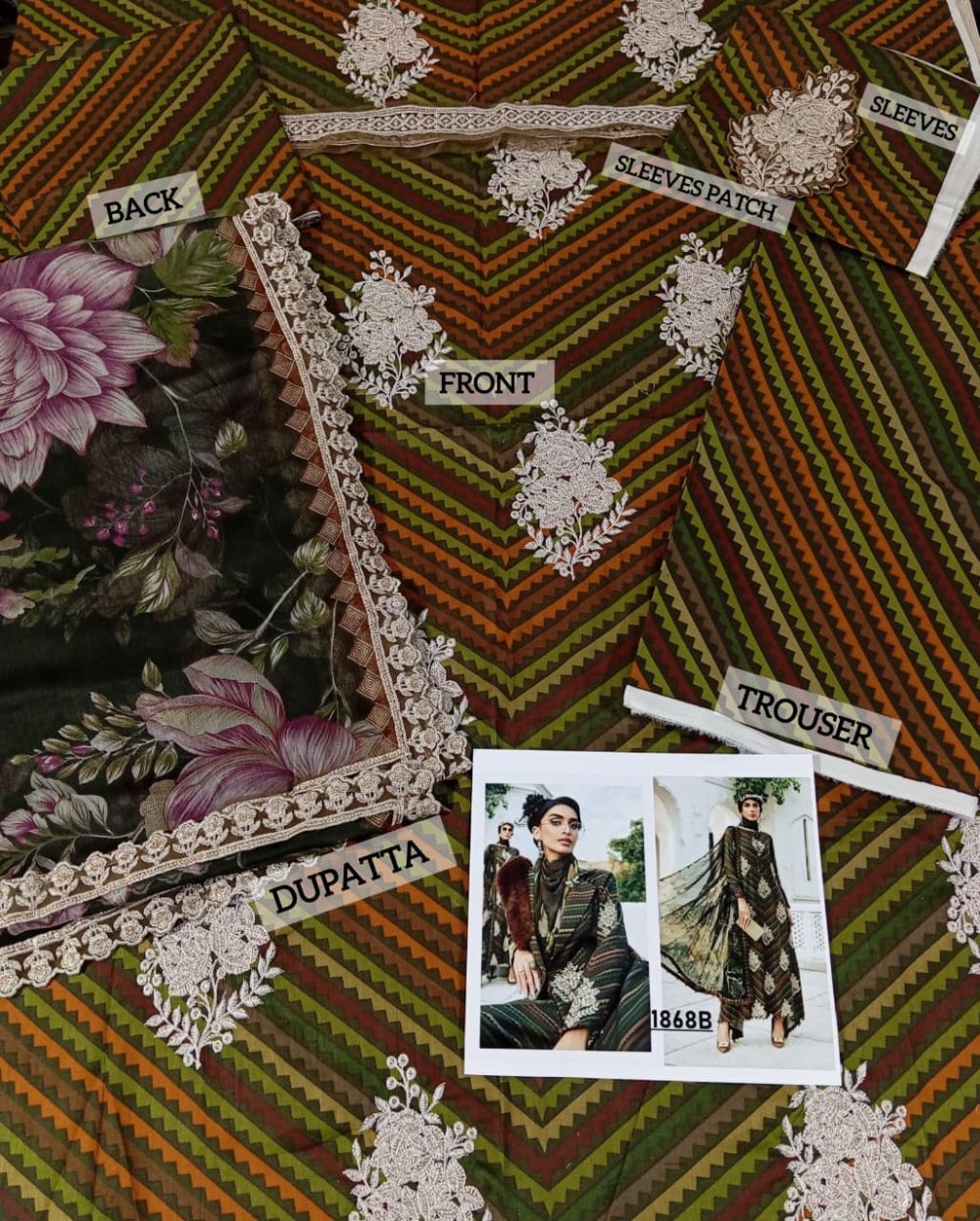 Digital Printed Lawn Embroidered Dress With Printed 4-Sided Chiffon Dupatta (Unstitched) (DRL-2357)