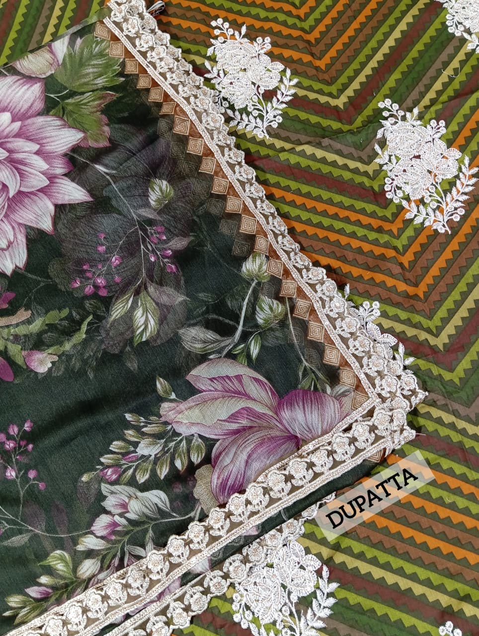 Digital Printed Lawn Embroidered Dress With Printed 4-Sided Chiffon Dupatta (Unstitched) (DRL-2357)