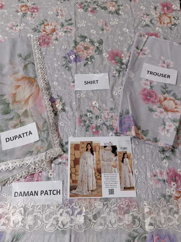 Luxurious Heavy Embroidered Lawn Dress Chicken Kari Bunches Chiffon Dupatta (Unstitched)(DRL-2363)