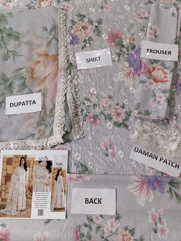 Luxurious Heavy Embroidered Lawn Dress Chicken Kari Bunches Chiffon Dupatta (Unstitched)(DRL-2363)