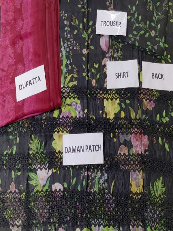 Digital Lawn Printed Embroidered Dress With Chiffon Printed Dupatta (Unstitched) (DRL-2364)