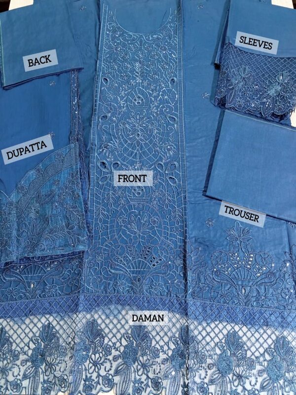 Cotton Heavy Embroidered Chicken Karri Dress With 4-Sided Embroidered Chiffon Dupatta (Unstitched) (DRL-2366)