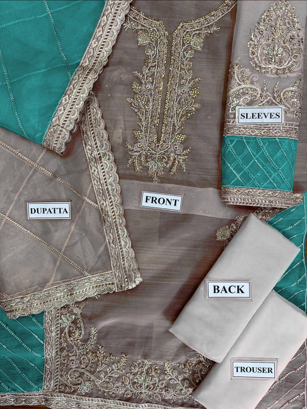 Elegant Organza Heavy Embroidered Dress With Embroidered Organza Dupatta 3 Pec Suit (Unstitched) (CHI-1092)