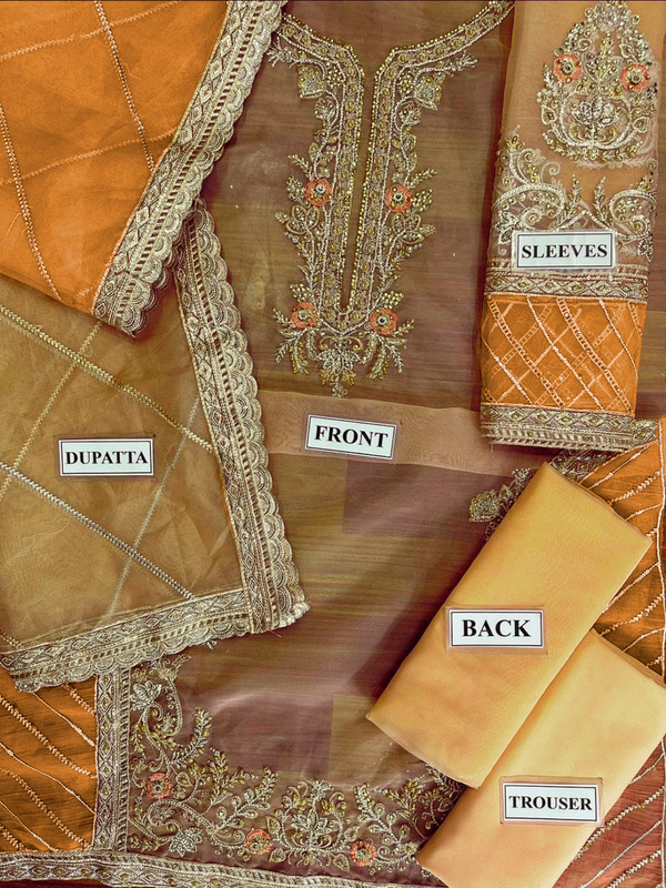 Elegant Organza Heavy Embroidered Dress With Embroidered Organza Dupatta 3 Pec Suit (Unstitched) (CHI-1093)