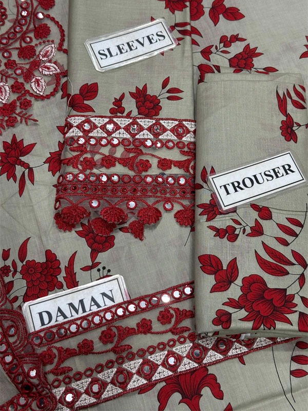 Aneela’s Lawn Heavy Embroidered Dress With 4-Sided Chiffon Embroidered Dupatta (Unstitched) (DRL-2369)