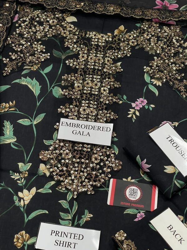 Luxurious Digital Lawn Collection Heavy Sequence Embroidery Bunches 4 Sided Embroidered Dupatta (Unstitched) (DRL-2370)