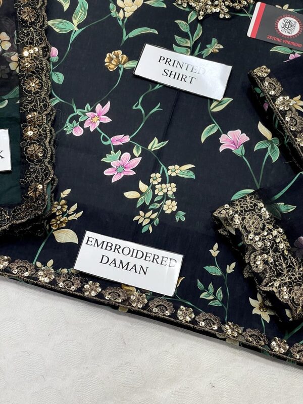 Luxurious Digital Lawn Collection Heavy Sequence Embroidery Bunches 4 Sided Embroidered Dupatta (Unstitched) (DRL-2370)