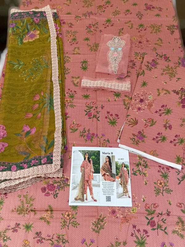 Luxurious Digital Lawn Collection Heavy Sequence Embroidery Bunches 4 Sided Embroidered Dupatta (Unstitched) (DRL-2371)