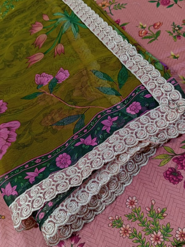 Luxurious Digital Lawn Collection Heavy Sequence Embroidery Bunches 4 Sided Embroidered Dupatta (Unstitched) (DRL-2371)