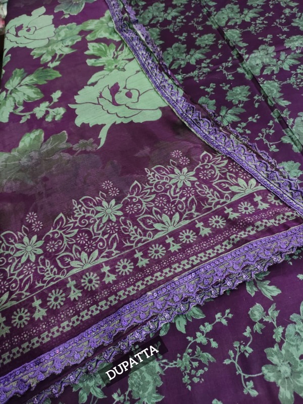 All-Over Printed Embroidered Lawn Dress with 4-Sided Embroidered Chiffon Dupatta (Unstitched) (DRL-2372)