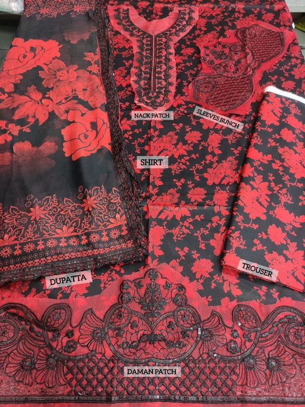 All-Over Printed Embroidered Lawn Dress with 4-Sided Embroidered Chiffon Dupatta (Unstitched) (DRL-2373)