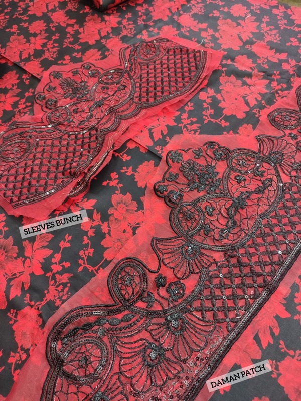 All-Over Printed Embroidered Lawn Dress with 4-Sided Embroidered Chiffon Dupatta (Unstitched) (DRL-2373)