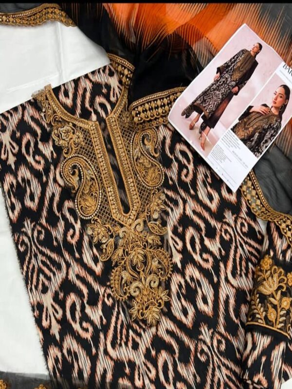  Baroque Digital Print Lawn Embroidered Dress with 4-Sided Embroidered Chiffon Dupatta (Unstitched) (DRL-2375)