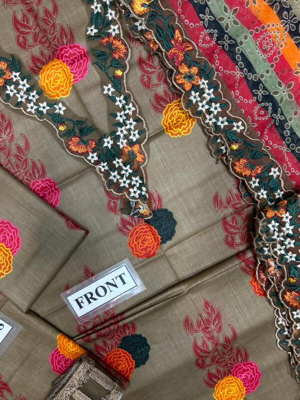 CHARIZMA Print Embroidered Lawn Dress with 4-Sided Embroidered Chiffon Dupatta (Unstitched) (DRL-2376)