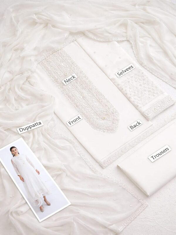 Decent Luxurious Chiffon Heavy Embroidered Party Wear Dress with 4-Sided Embroidered Chiffon Dupatta (Unstitched) (CHI-1096)