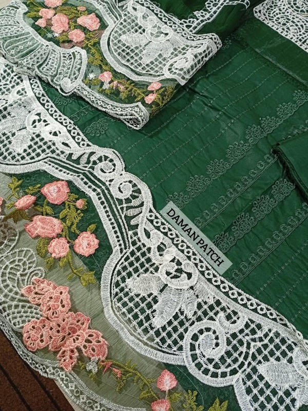 Lawn Chckenkari Heavy Embroidered Dress With Chiffon Heavy Embroidered Dupatta (Unstitched) (DRL-2381)