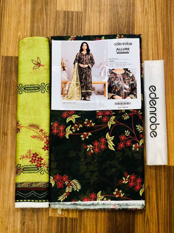 Digital Printed Lawn 3 PCs Dress With Printed Lawn Dupatta (Unstitched) (DRL-2387)