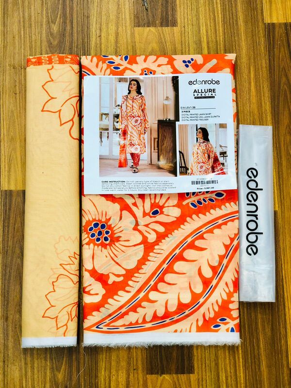 Digital Printed Lawn 3 PCs Dress With Printed Lawn Dupatta (Unstitched) (DRL-2392)