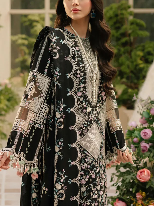 Lawn Cotton Heavy Embroidered Dress With 4-Sided Chiffon Embroidered Dupatta (Unstitched) (DRL-2398)