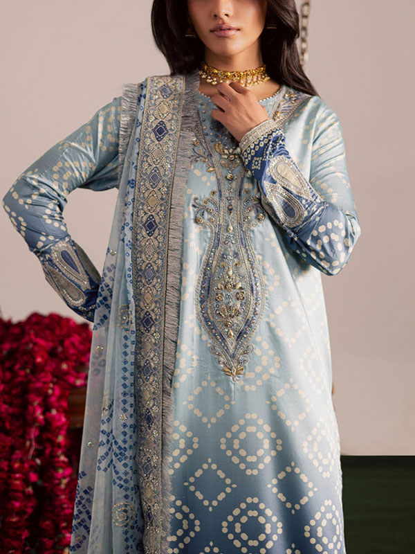 Heavy Embroidered Lawn Printed Dress With 4-Sided Chiffon Embroidered Dupatta (Unstitched) (DRL-2399)