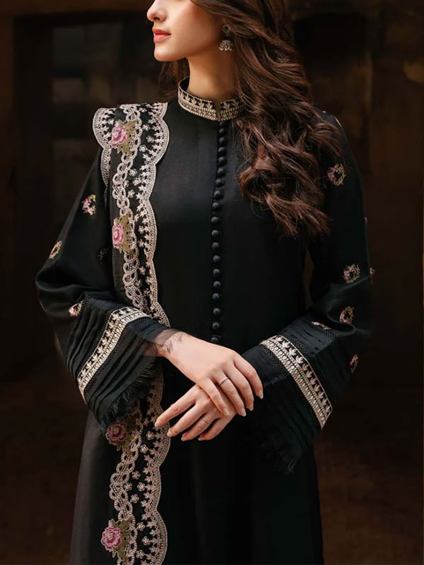 Heavy Embroidered Lawn Printed Dress With 4-Sided Chiffon Embroidered Dupatta (Unstitched) (DRL-2400)