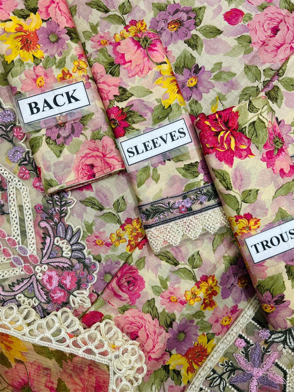 Heavy Embroidered Lawn Printed Dress With 4-Sided Chiffon Embroidered Dupatta (Unstitched) (DRL-2401)