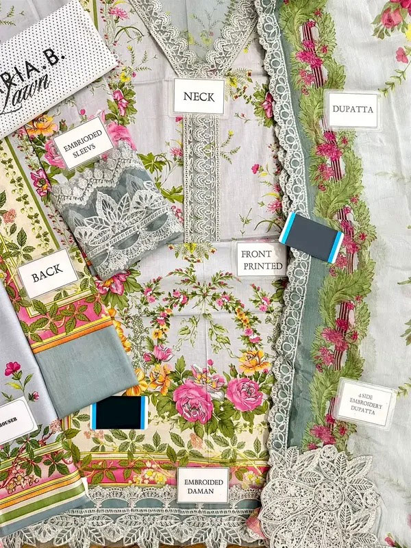 All-Over Print Embroidered EID Lawn Suit with Emb. Chiffon Dupatta  (DRL-2403)