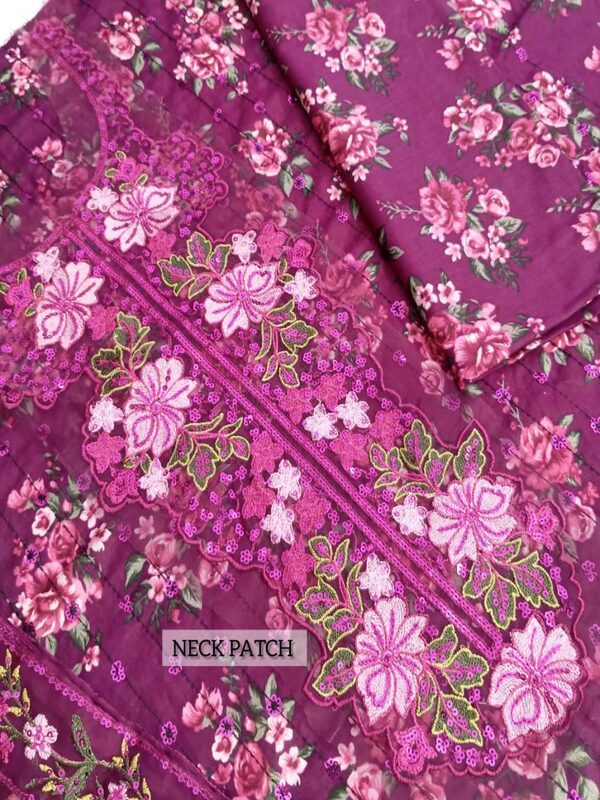  Iznik Luxury Printed Embroidered Lawn Dress with 4-Sided Embroidered Chiffon Dupatta (Unstitched) (DRL-2406)