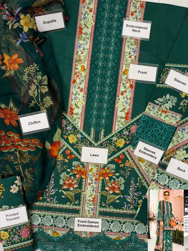 Ramadan Spacial Deal Pack of 2 Lawn Heavy Embroidered Dress Chiffon Dupatta (Deal-116)