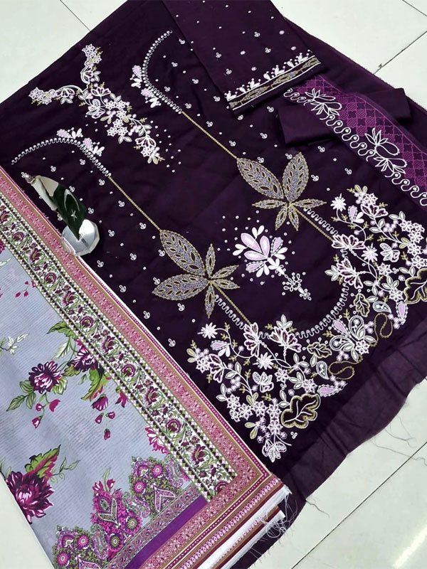 Lawn Headskip Heavy Embroidered Dress With Digital Printed Dupatta (Unstitched) (DRL-2417)