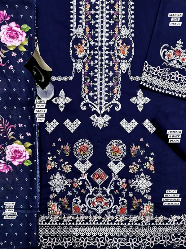 Lawn Headskip Heavy Embroidered Dress With Digital Printed Dupatta (Unstitched) (DRL-2418)