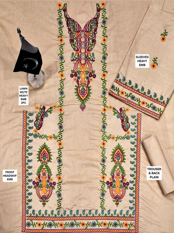 2 PCs Lawn Heavy Embroidered Dress (Unstitched) (DRL-2420)