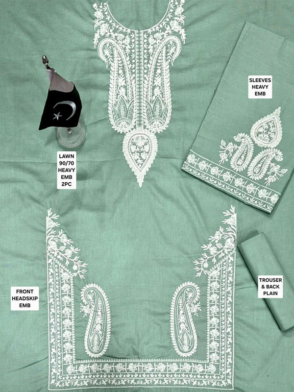 2 PCs Lawn Heavy Embroidered Dress (Unstitched) (DRL-2421)