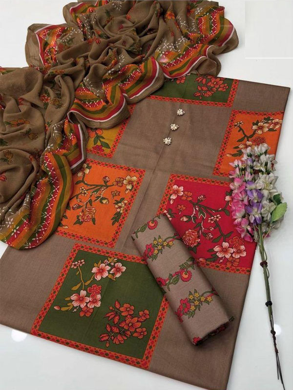 3 PCs Digital Printed Lawn Dress With Printed Lawn Dupatta (Unstitched) (DRL-2425)