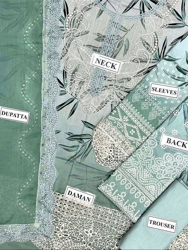 Elegant Embroidered Lawn Dress with 4-Side Emb. Chiffon Dupatta (Unstitched) (DRL-2428)